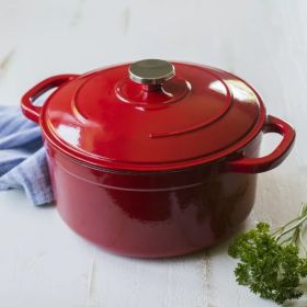 5.5 Quart Enameled Cast Iron Dutch Oven;  Red