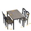 5-Piece Dining Table Set Home Kitchen Table and Chairs Industrial Wooden Dining Set with Metal Frame and 4 Chairs, Brown Gray