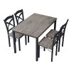 5-Piece Dining Table Set Home Kitchen Table and Chairs Industrial Wooden Dining Set with Metal Frame and 4 Chairs, Brown Gray