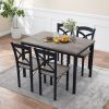 5-Piece Dining Table Set Home Kitchen Table and Chairs Industrial Wooden Dining Set with Metal Frame and 4 Chairs, Brown Gray