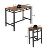 Bar table set 5PC Dinging table set with high stools; structural strengthening; industrial style (Rustic Brown; 43.31''L x 23.62''W x 35.43''H)