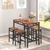 Bar table set 5PC Dinging table set with high stools; structural strengthening; industrial style (Rustic Brown; 43.31''L x 23.62''W x 35.43''H)