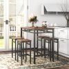 Bar table set 5PC Dinging table set with high stools; structural strengthening; industrial style (Rustic Brown; 43.31''L x 23.62''W x 35.43''H)