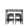 Bar table set 5PC Dinging table set with high stools; structural strengthening; industrial style (Rustic Brown; 43.31''L x 23.62''W x 35.43''H)