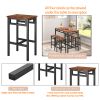 Bar table set 5PC Dinging table set with high stools; structural strengthening; industrial style (Rustic Brown; 43.31''L x 23.62''W x 35.43''H)