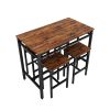 Bar table set 5PC Dinging table set with high stools; structural strengthening; industrial style (Rustic Brown; 43.31''L x 23.62''W x 35.43''H)