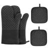 Kitchen Oven Gloves, Silicone and Cotton Double-Layer Heat Resistant Oven Mitts/BBQ Gloves