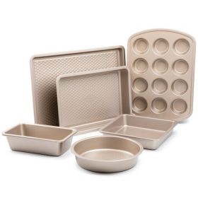 Nonstick aluminized steel bakeware set of 6 (Color: champagne gold)