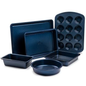 Nonstick aluminized steel bakeware set of 6 (Color: Blue)