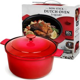 Granite 5 Quart Dutch Oven Ultra Nonstick Mineral and Diamond Coated Dutch Oven (Color: Red)