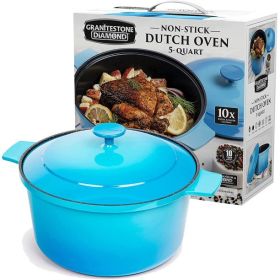 Granite 5 Quart Dutch Oven Ultra Nonstick Mineral and Diamond Coated Dutch Oven (Color: Blue)