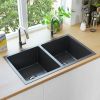 Handmade Kitchen Sink with Strainer Black Stainless Steel