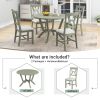 Mid-Century 5-Piece Dining Table Set;  Round Table with Cross Legs;  4 Upholstered Chairs for Small Places;  Kitchen;  Studio