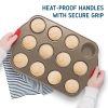 Nonstick Bakeware Set - 15 Piece Bakeware Set with Silicone Handles and Utensils - Oven Safe and Carbon Steel Cookie Sheets;  Baking Sheets