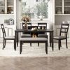 6-Piece Kitchen Simple Wooden Dining Table and Chair with Bench, Fabric Cushion